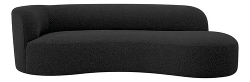 Divã Recamier Orgânico Tokyo 180cm Lado Direito Linho Cor Preto