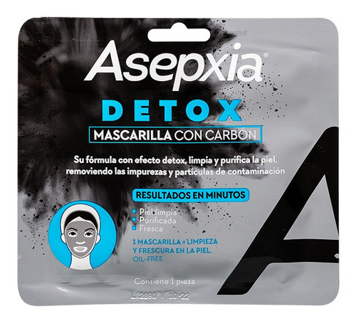 Asepxia  Detox Mascarilla Con Carbón 10 Unidades Tipo De Piel Mixta