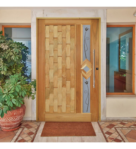 Kit Porta De Madeira Pivotante 210x120cm Batente 14cm