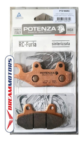 Pastilhas Freio Potenza Sint. Ptz165rc Traseira Versys X 300