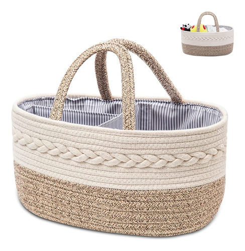 Yeonhwa Baby Diaper Caddy Organizer, Woven Rope Cotton Nurs.