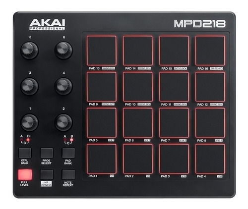 Controlador DJ Akai MPD218 negro