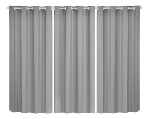 Cortinas Sala Blecaute Blackout Pvc 4,00x2,80 Corta Luz Cor Cinza