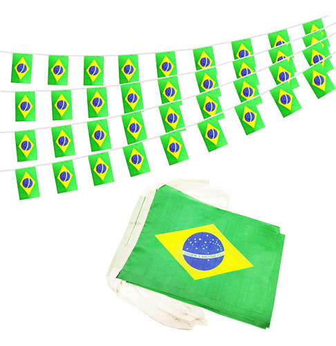 Bclin Cadena De Bandera Brasileña De Brasil De 50 Pies, Mini