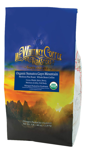 Mt. Whitney Organic Gayo Mountain Sumatra, Tostado Medio Os.