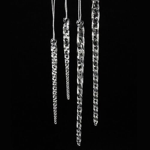 Conjunto De 24 Ornamentos De Icicle De Vidrio Transpare...