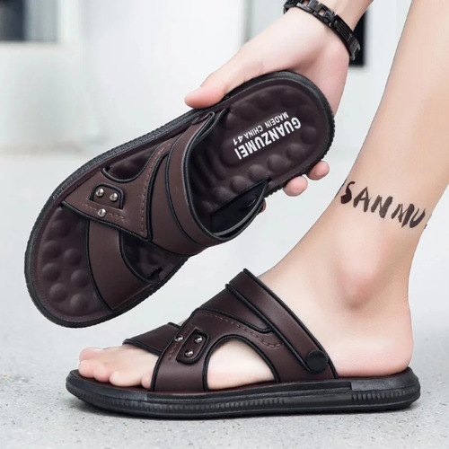 Sandalias De Verano Con Punta Para Hombre, Zapatos Abiertos,