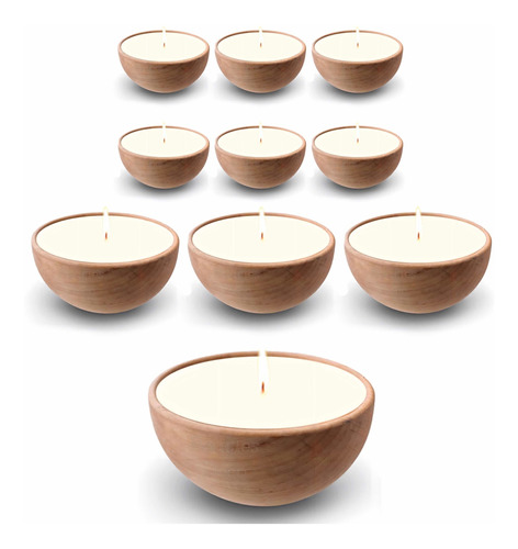 Velas Aromáticas Soja X55 Cuenco Madera 7x5cm - Café Intenso