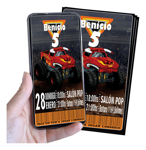 Kit Imprimible Invitación Digital Monster Jam Toro Loco