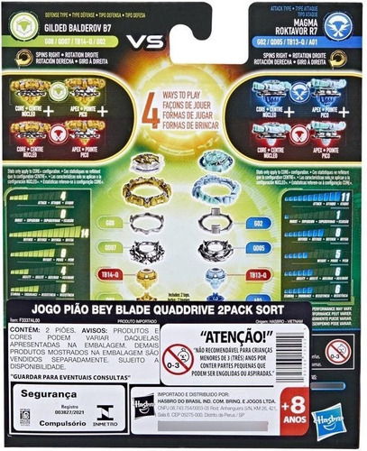Imagen 3 de 4 de Beyblade Quaddrive - Magma Roktavor R7 Vs Gilded Balderov B7