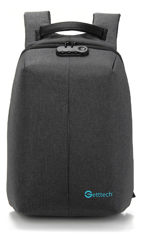 Mochila Getttech Safety P/laptop 15.6 , Candado (gms-22001) Color Negro