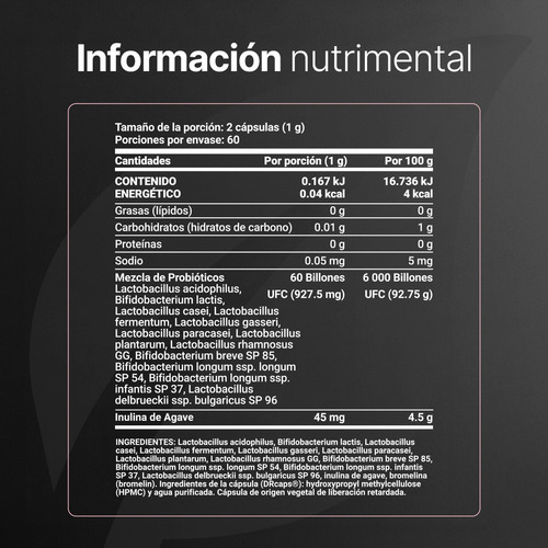 60 Billones De Probióticos Para Mujer 120 Caps. B Life Sabor Sin Sabor
