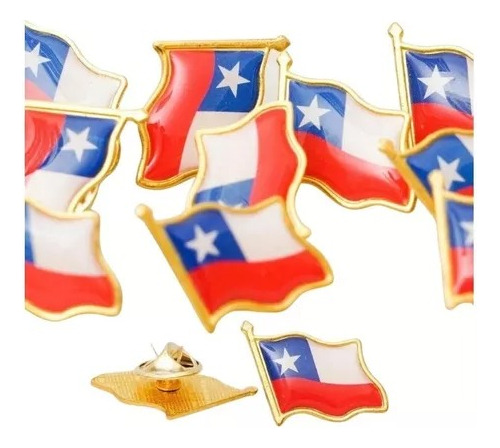 Piocha, Botón, Chile Pin, Bandera Chilena Metálica X1 Unid