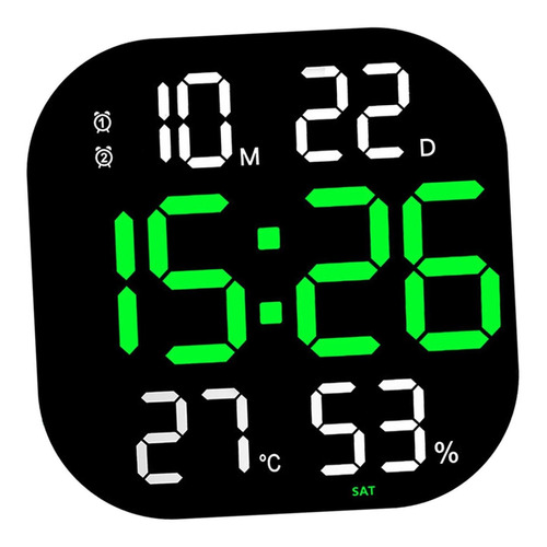 Reloj De Pared Digital Moderno Temp Fecha Semana Verde