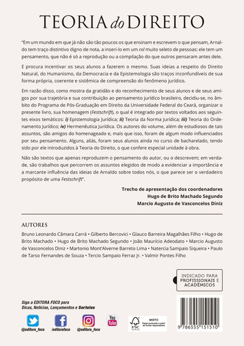TEORIA DO DIREITO - ESTUDOS EM HOMENAGEM A ARNALDO VASCONCELOS - 1ª ED - 2021, de Carrá, Bruno Leonardo Câmara. Editorial Editora Foco Jurídico Ltda, capa mole em português, 2020