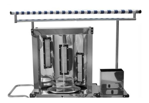 Imagem 2 de 8 de Carrinho De Churrasco Grego Inox Com 1 Torre 3 Queimadores
