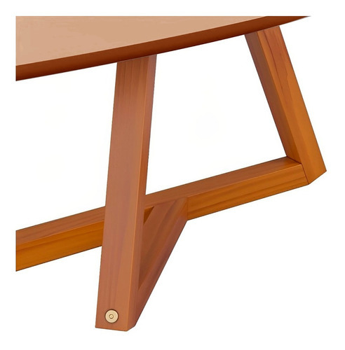 Mesa de centro ovalada clásica para sala de estar con patas de madera maciza, color madera natural