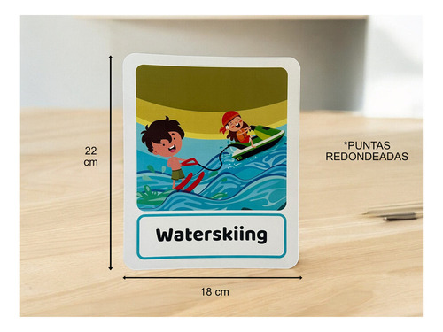 Tarjetas De Aprendizaje De Vocabulario De Deportes En Inglés 45 Pzas | Tamaño: 18x22 Cm | Tarjetas Educativas En Inglés Teach Play| Flash Cards Sports