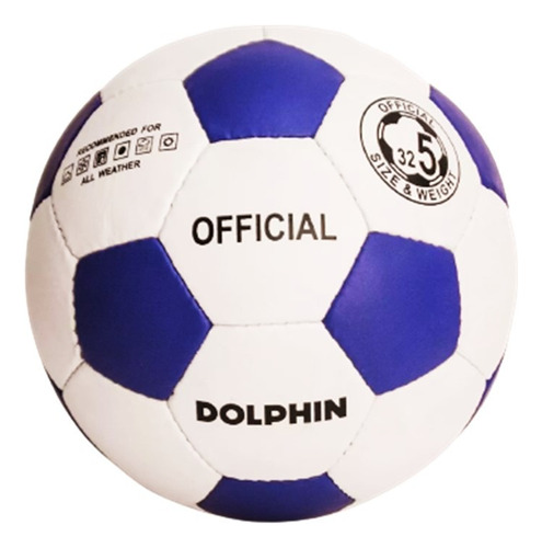 Pelota Futbol Nº5 Cesped Profesional Cuero Sintetico Dolphin Color Blanco Y Azul