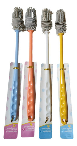 Pack X4 Cepillos De Silicona Largo Para Limpiar Botellas