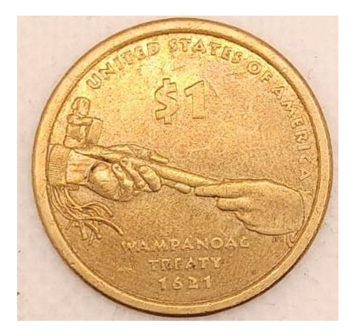Moneda 1 Dólar Sacagawea Rara Edición Tratado Wampanoac 2011