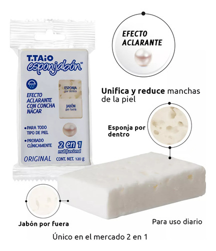 Esponjabon De Concha Nácar Aclarante 2 En 1 T.taio 5pza/120g