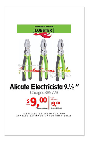 Alicate Electricista 9.1/2 Lobster Cod:385773