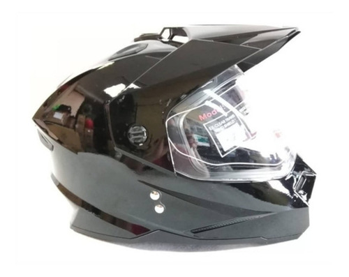 Imagen 2 de 6 de Casco Doble Proposito Iron Racing Ir-93 Negro Brillante
