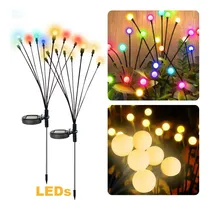 Comprar 2 Luces Navidad Solares Luciernagas Colores 8 Bombillos