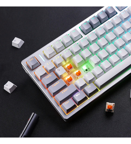 Teclado Gamer Mecanico Inalambrico Mchose Z75 Plateado Metal Teclado Silver Mcz755 Idioma Inglés Us