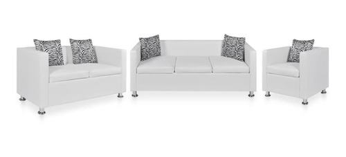 Conjunto De Sofás Sillón 2 3 Piel Sintética Blanca