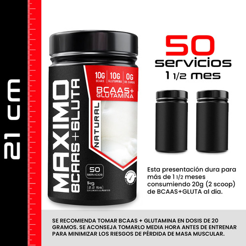 Aminoácidos Bcaas + Glutamina Global 1kg Varios Sabores Natural
