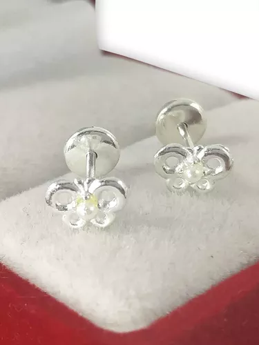 Abridores Plata 925 Mariposa Con Perla Nena Mujer Bebe | MercadoLibre