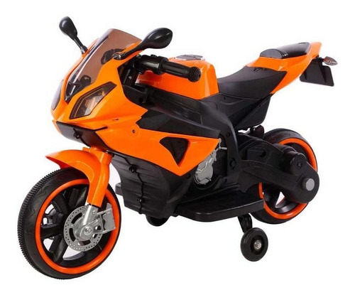 Mini Moto Elétrica Infantil 6v Luz Nas Rodas Com Som Mp3 Cor Laranja