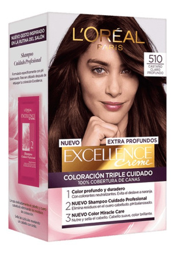 Kit Tinta L'Oréal Paris  Excellence Extra profundos tono 510 castaño claro profundo para cabello