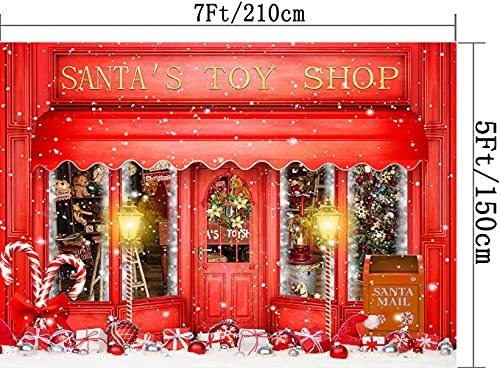 Rojo Navidad Foto Telon Fondo Santa Toy Shop Candy Nieve