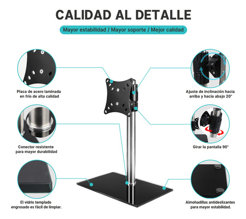 Soporte Monitor Escritorio Mountup Base 14-32'' Ajustable 16 Kg