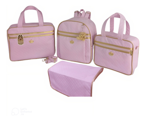 Bolsa Maternidade Feminino Kit 2 Bolsas + Mochila + Trocador