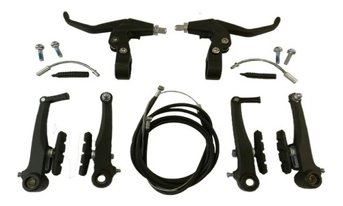 Kit Frenos V-brake Plastificado Completo Con Manillas Y Cab