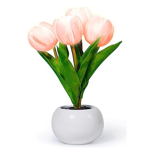 Lámpara De Mesa Led De Tulipán, Lámpara De Flores De...