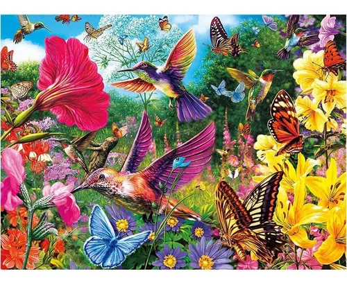 Papel pintado mariposas y colibrís con naturaleza artística - Dorothy 565529