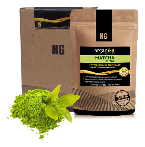 Te Verde Matcha En Polvo Organikal Hgl Caja X5u De 50gr C/u