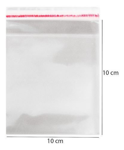 Saco Plástico Adesivado Sem Solapa 10x10 Cm - 100 Unidades