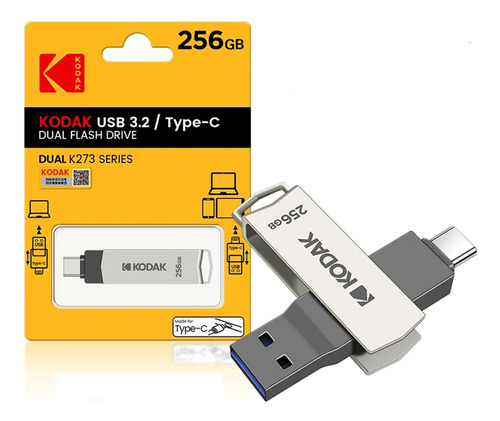 Memoria Usb Kodak K273 256gb Type-c/usb 3.2 Gen 1 Metal