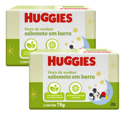 Sabonete Barra Huggies Baby Camomila 75g - Pack C/ 2 Wxz
