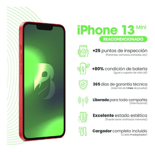 iPhone 13 Mini 128gb - Rojo Recondicionado (Reacondicionado)