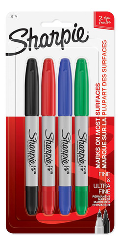 Marcadores Permanentes Sharpie Pp De Doble Punta, Finos Y Ul