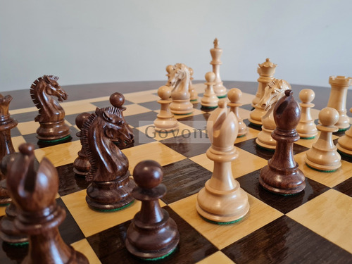 Juego Ajedrez Madera Profesional Piezas Troya Golden