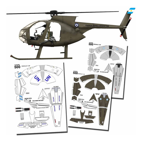 Md 500 Hughes Fuerza A.argentina X3 Esquemas Papercraft 1.29