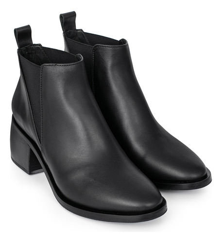 Bota Cuero Mujer Botita Zapato Elastico Vestir Taco Briganti